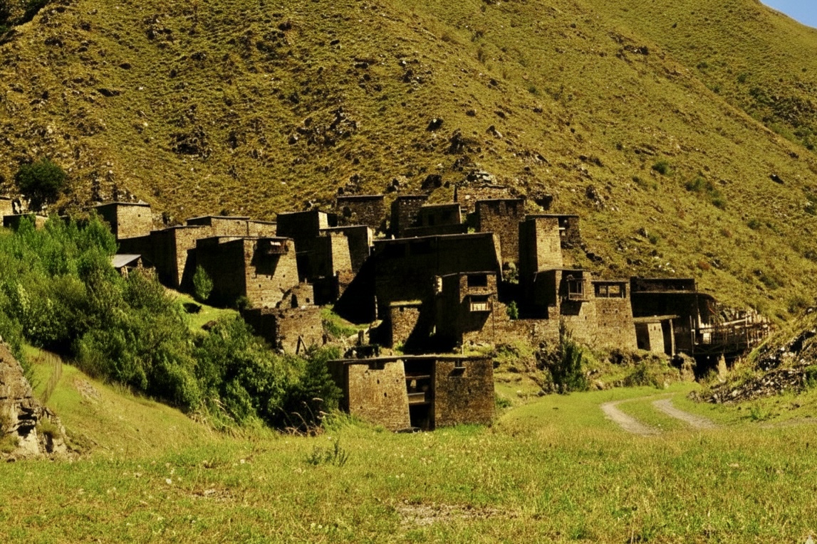 Shatili - le village est célèbre pour ses maisons-tours en pierre, construites les unes contre les autres.